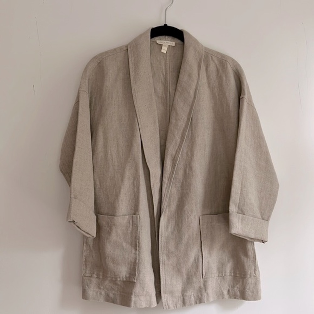 Beautiful Eileen Fisher unstructured 100% organic linen jacket PP